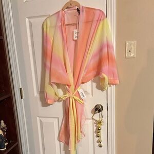 DAVI & DANI Pastel Tie-Dye Sheer Kimono